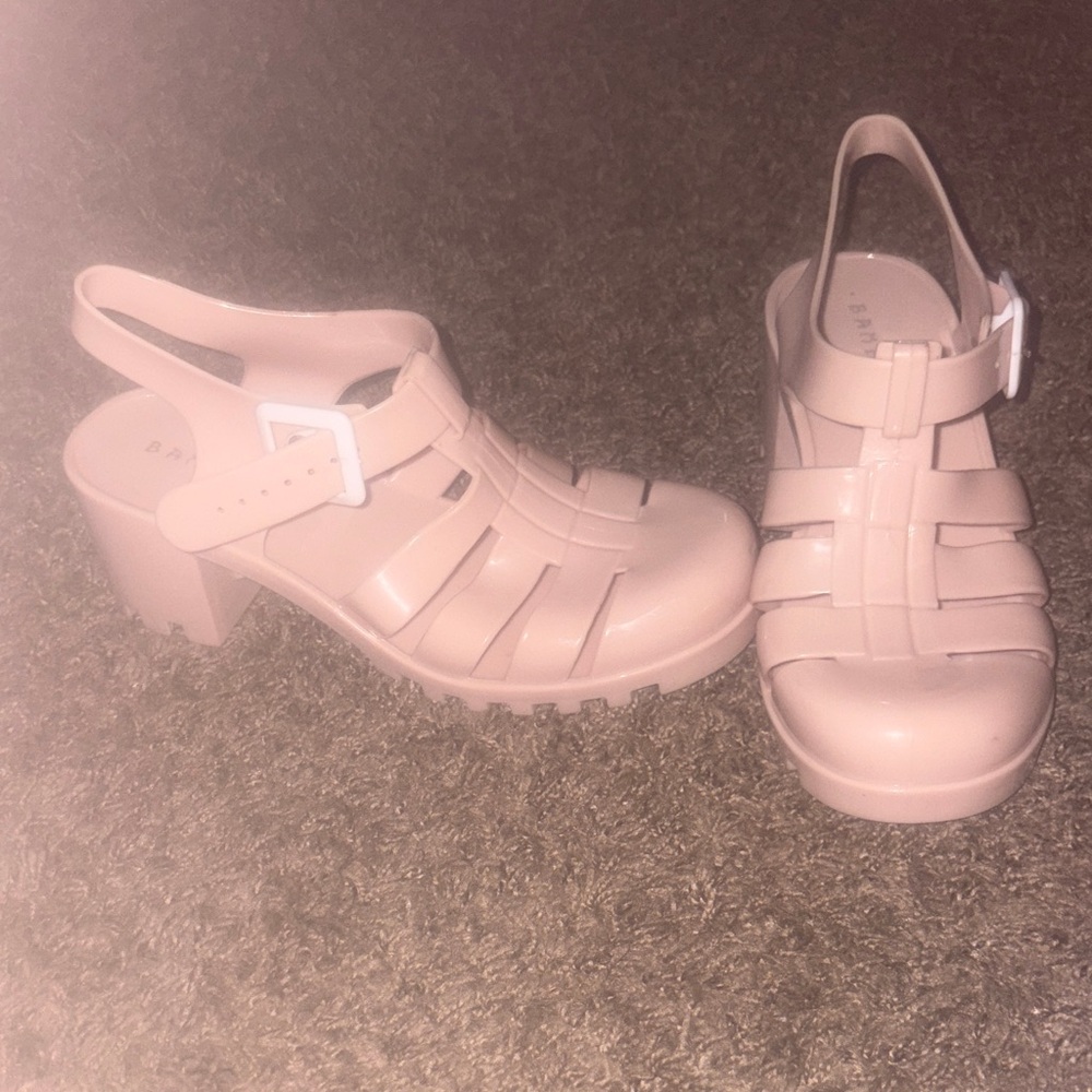 BAMBOO Cream Strappy Jelly Sandals